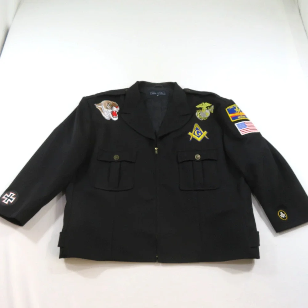 Five Eleven Freemasons Masonic Jacket Coat Sz M With Patches Black Sz 48